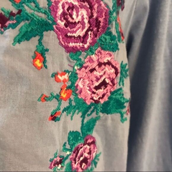 Khakis & Co SMALL Embroidered Blue Cotton Shirt - Picture 5 of 6